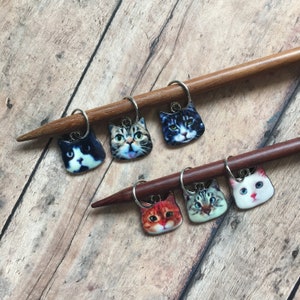 Cat knitting unique stitch markers - set of 6 for your knit project bag