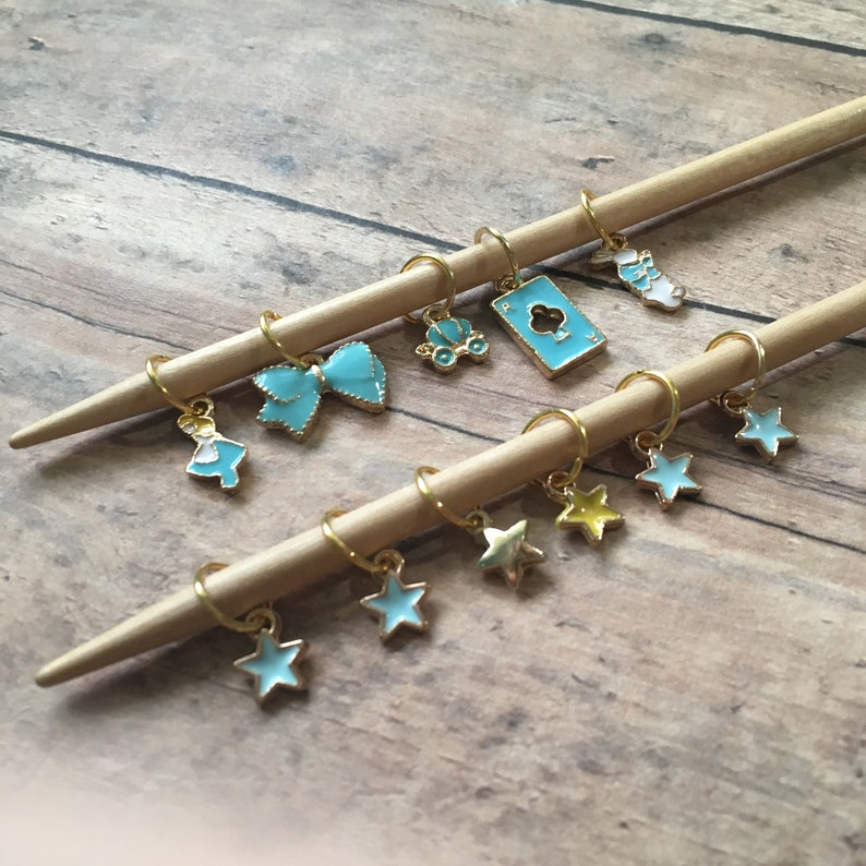 Alice in Wonderland Knitting Marker Set Stitch Marker Bracelet