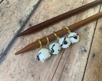 Fluffy lamb/sheep stitch marker set, 4 knitting markers for your knit project bag