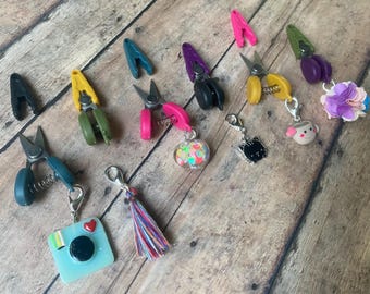 Mini scissors w/progress keeper - Choose Your Own Custom travel snips!