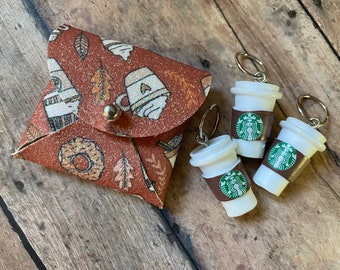 Glitter Coffee Cups Stitch Marker Pouches