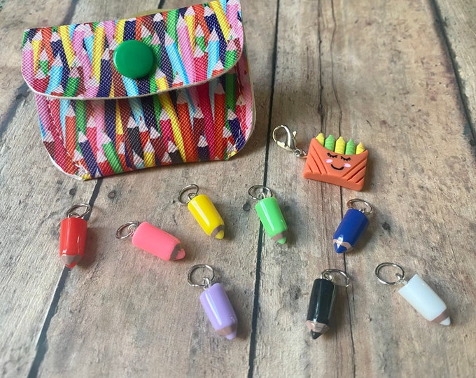 Featured listing image: Colored Pencils Stitch Marker Pouch