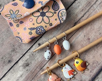 Chicken & Egg Stitch Marker Pouch
