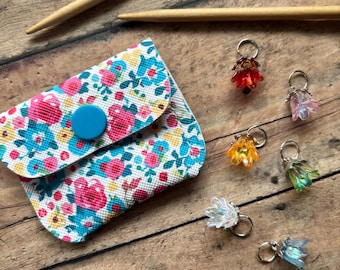 Crystal Flower Stitch Marker Pouch