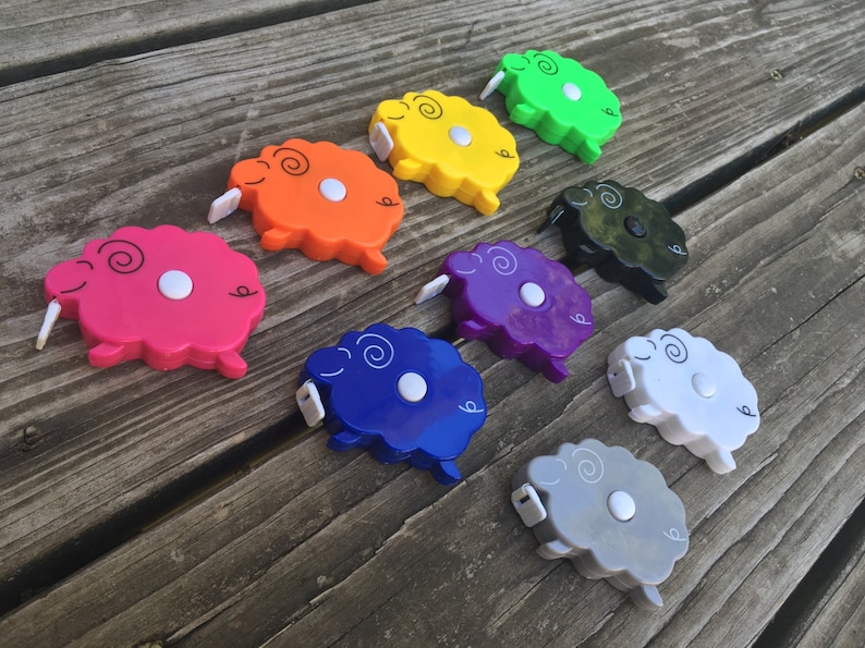 Sheep Tape Measure Lamb in Pink Orange Yellow Green Blue Purple Black White Grey Rainbow image 1