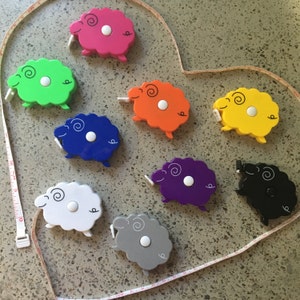 Sheep Tape Measure Lamb in Pink Orange Yellow Green Blue Purple Black White Grey Rainbow image 3