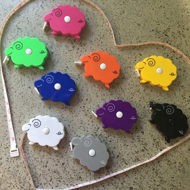 Sheep Tape Measure Lamb in Pink Orange Yellow Green Blue Purple Black White Grey Rainbow image 3