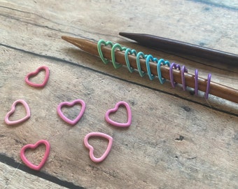 Colorful Heart Closed Ring Markers, Set of 16 hearts for your knitting bag
