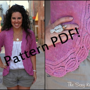 Knitting Pattern: Open front lace cardigan, feminine sock yarn sweater