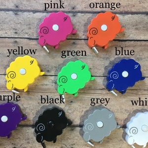 Sheep Tape Measure Lamb in Pink Orange Yellow Green Blue Purple Black White Grey Rainbow image 2