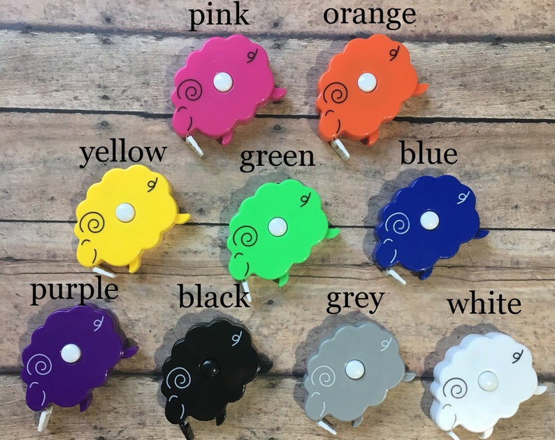 Sheep Tape Measure Lamb in Pink Orange Yellow Green Blue Purple Black White Grey Rainbow image 2
