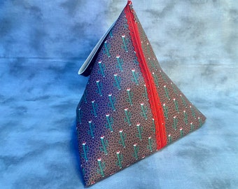 Triangle Pouch - Christmas Cacti (Large), vinyl project bag, zipper clutch, wristlet for holiday gift
