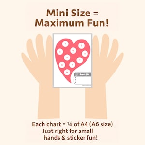 Mini tabla de recompensas de corazón / PDF imprimible / Preciosa tabla de incentivos para niños, tabla de comportamiento, tabla de pegatinas para niños pequeños, tamaño A4 y carta. Descargar.