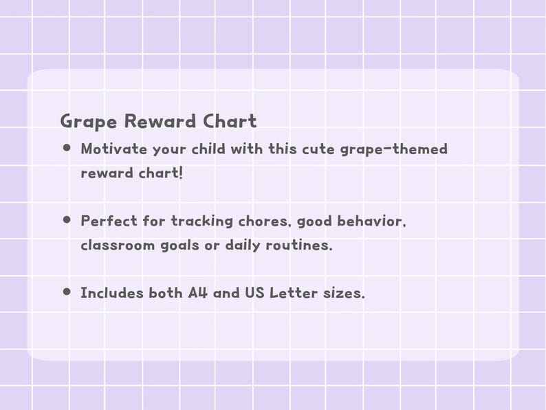Grape-themed Printable Reward Chart + Bonus Sticker Sheets | A4 & US ...