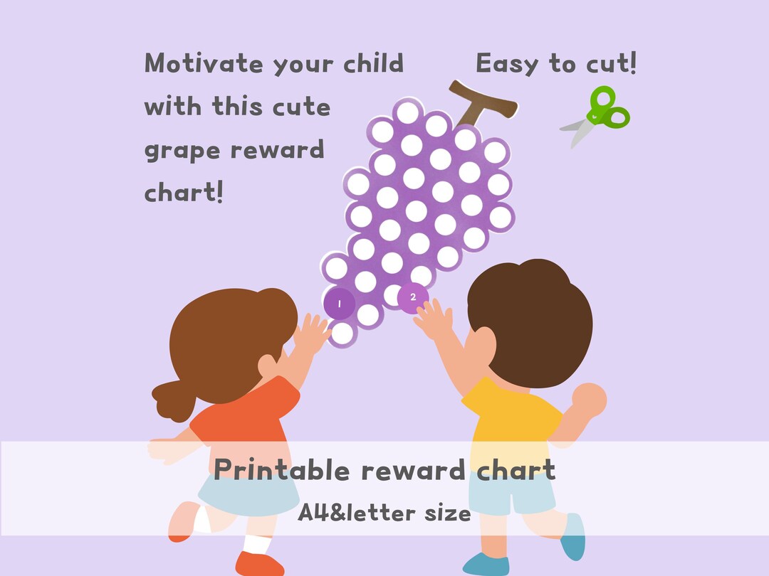 Grape-themed Printable Reward Chart + Bonus Sticker Sheets | A4 & US ...