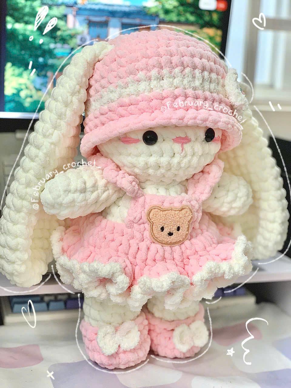 Stuffed Rabbit Dress Pattern Bunny With Dress Crochet Pattern – Plush Bunny Wearing A Lovely Dress ...