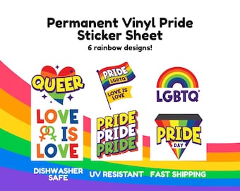 Pride Decals: Waterproof Vinyl Stickers + Free Holographic Sticker