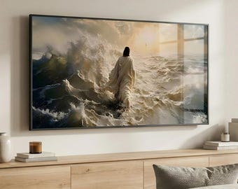 Jesus Walking on Water Frame TV Art | Christian Digital Download