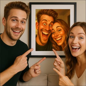 Custom Funny Couple Caricature Portrait – Unique Gift – Printable Exaggerated Digital Art Gift for Anniversary, Wedding or Wall Decor