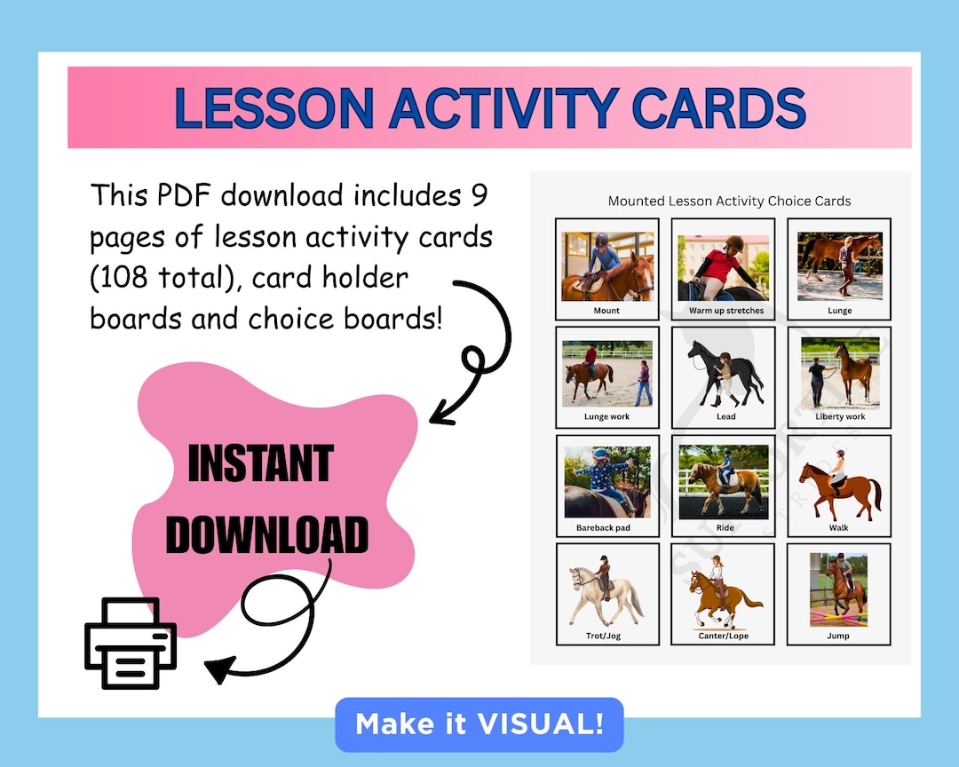 Lesson Activity Cards for Riding Instructors/eas Professionals (digital ...