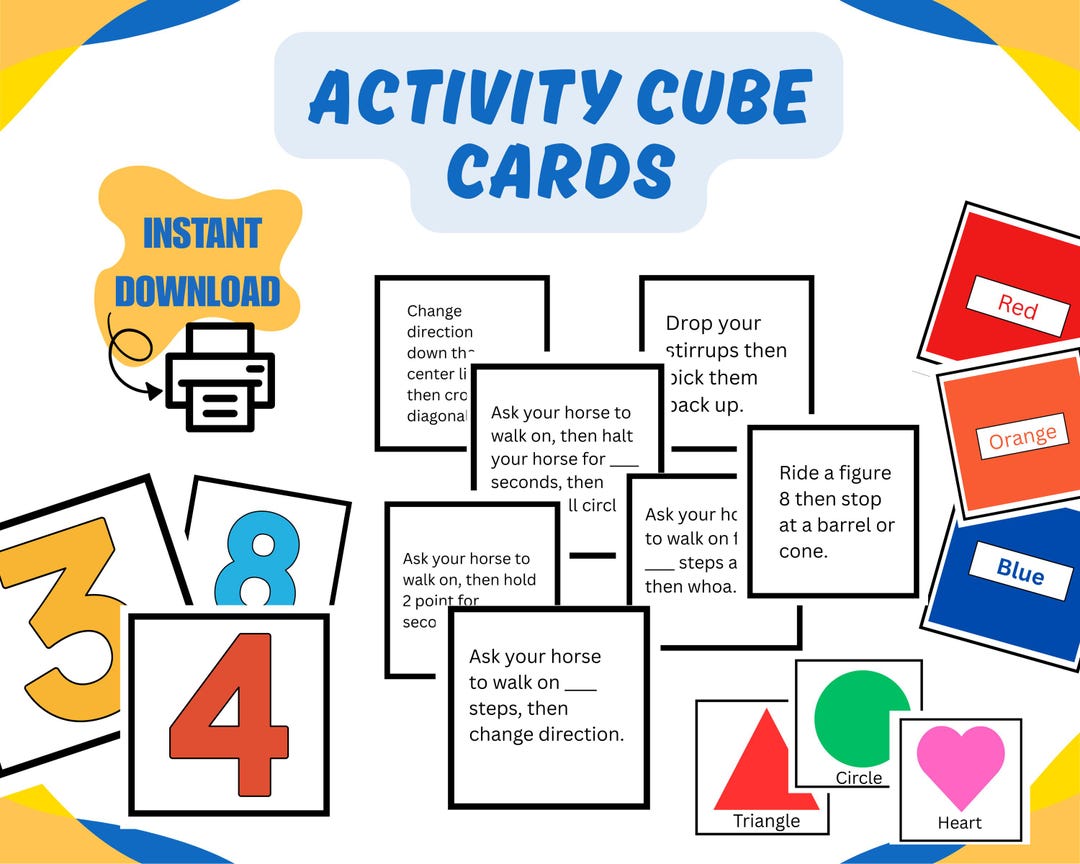 Activity Cube Cards - Instant Download - Etsy