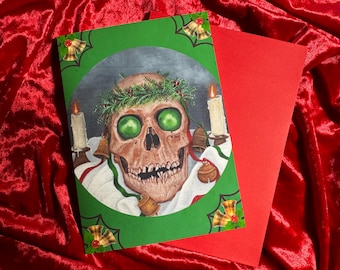 Bari Lwyd Mari Lwyd greeting card set of 2/ unique gothic and vintage designs Creepmas Christmas inspired decor for home