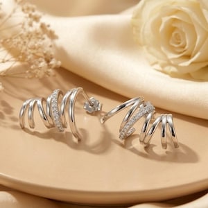 Meerdere rijen oorklimmers, 20 mm gestapelde oorklimmers, sterling zilver