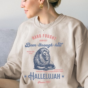 Hard Fought Hallelujah Sweatshirt Christian Sweatshirt Psalm Crewneck Religious Gift for Women Men Bible Verse Shirt Praise the Lord tee