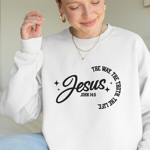 Jesus Sweatshirt Christian Sweatshirt Bible Verse Crewneck Religious Gift for Women Men Bible Verse Shirt Christian Apparel