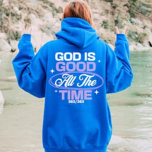 Moletom com capuz religioso retrô com estampa de Deus é bom, com estampa de fé, Jesus, igreja, suéter motivacional, academia, Bíblia, vestuário gospel