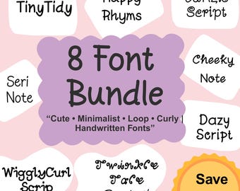 Font Bundle - Handwriting Fonts for Planner - Cute Minimalist Font – Perfect for Planners, Teachers & Greeting Cards