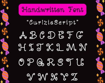 CurlzieScript Handwritten Font: Holiday Typeface (OTF & TTF Files)