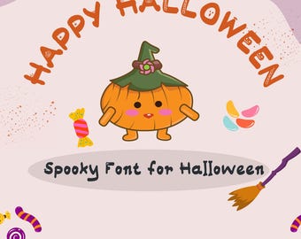 Halloween Font HalloBubble, Cute Spooky Font, Hand Drawn Kids Font, Halloween Letters, Pumpkin Font, Boo Font, Kawaii Font for Crafts