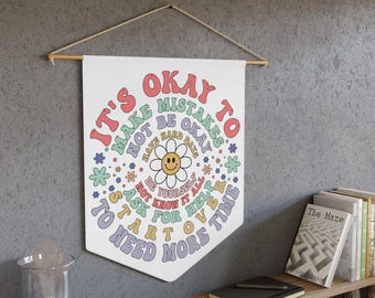 Mental Health Pennant Banner, Positive Quote Wall Decor