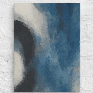 Abstract Modern Art on Canvas. Black, Blue, Gray Swirls, Multiple Sizes Available.
