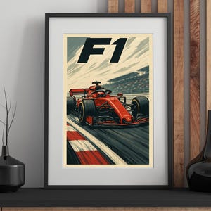 F1 Escuderia Ferrari Poster – Dekoratives Poster mit Vintage-Rennwagen