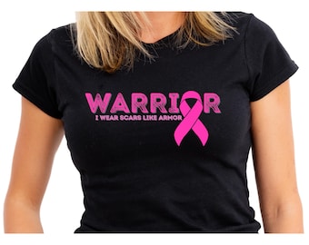 Pink Ribbon Warrior PNG – Breast Cancer Survivor Sublimation Clipart – Awareness T-Shirt Design