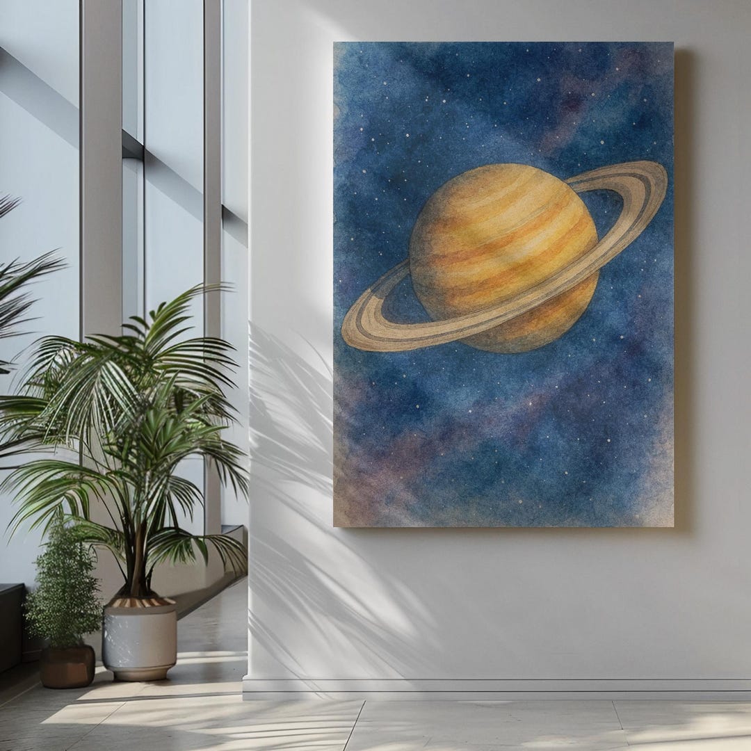 Watercolor Saturn Art Print | Planet Wall Art | Cosmic Minimalist ...