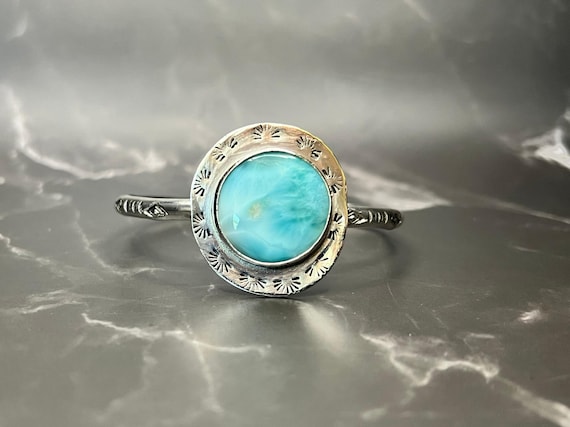 Larimar Bangle: Hand-Stamped Sterling Silver Cuff