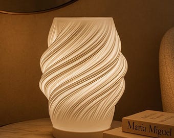 Nowoczesna biała spiralna lampa stołowa, minimalistyczny wystrój domu do sypialni, salonu i biura
