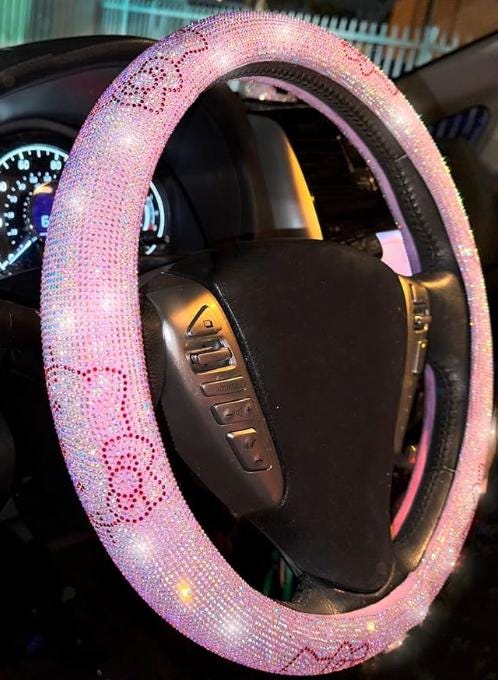 CPR Pink Bling Crystal Rhinestone Car Steering Wheel Cover – Universal 14.5-15 Inch