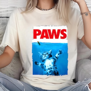 Paws Jaws Cat Fun T-Shirt, Funshirt Funny Kitten Kitty, Cute Cat Shirt, Funny Sarcastic Tee, Shirt for Birthday, Gift , Unisex Shirt