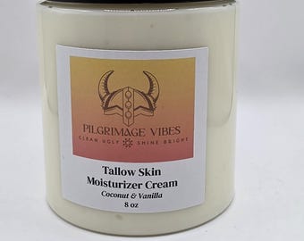 Grass Fed Tallow Skin Moisturizer Cream with Nourishing Oils 8oz