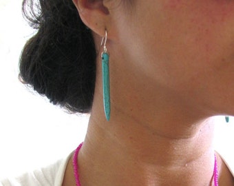 Long Howlite Stone Earrings - Sticks - Turquoise or White Semiprecious Gemstone