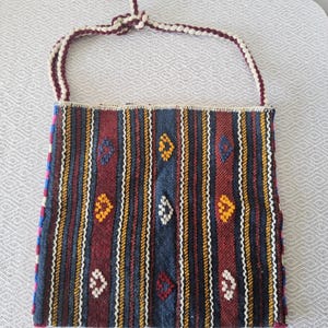 Handwoven Kilim Shoulder Bag – Anatolian Tribal Ethnic Crossbody – Boho Wool Bag – One of a Kind