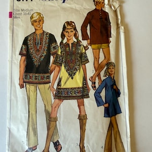 Vintage 1969 Simplicity Dashiki Tunic Shirt Sewing Pattern (Men's Medium)