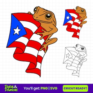 Puerto Rico Coqui Frog PNG SVG | Sapo Concho Png | Puerto Rico Flag | Boricua | Puerto Rico Design | Puerto Rican Pride | PR Cut File