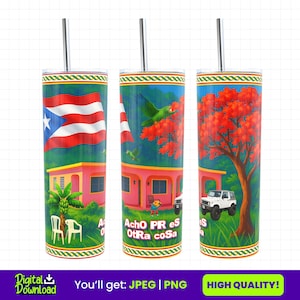 DTMF 20oz Tumbler Wrap | Puerto Rico PNG Tumbler Wrap | Debi Tirar Fotos Tumbler Wrap PNG | Puerto Rico Design | Boricua Sublimation File