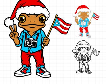 Christmas Sapo Concho Png Svg | Sapo Puerto Rico | Puerto Rico Png Svg | Puerto Rican Christmas | Boricua | Puerto Rico Flag | PR Clipart