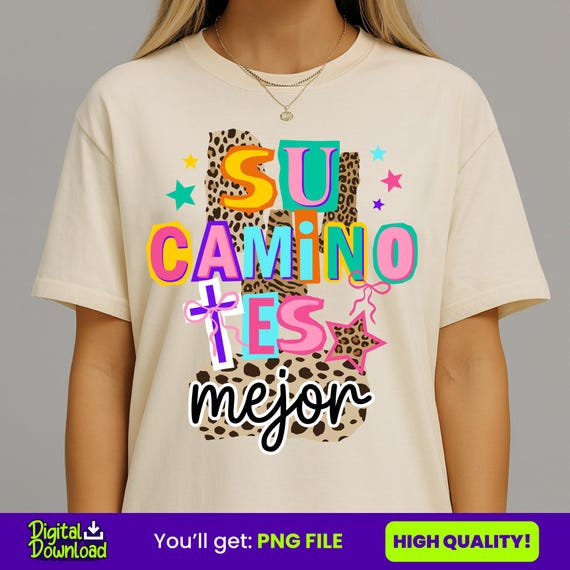 Su Camino Es Mejor PNG | Diseño Cristiano | Frase Cristiana | Paper Cut Out Lettering | Trendy Jesus Shirt |  Spanish Faith Quote